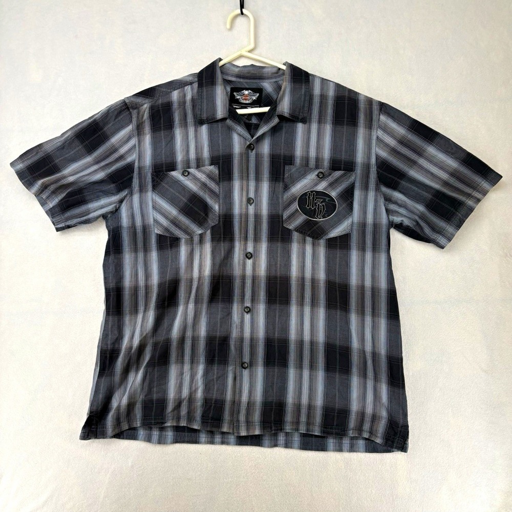 Harley-Davidson Genuine Motorclothes Plaid Cotton Shirt Men's XL Pockets